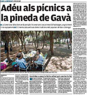 Notícia publicada al diari AVUI informant de l'inici de les obres del sector de Llevant Mar (Gavà Mar) desprs de l'estiu del 2010 (3 de Mar de 2010)